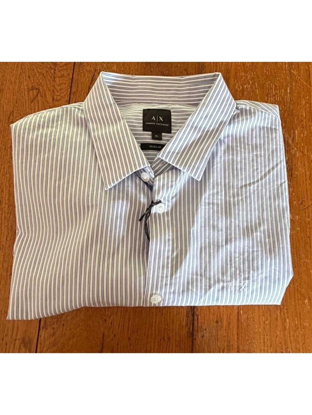 Armani Exchange Blue Gray Stripe Long Sleeve Button Shirt Men's XL Regular Fit